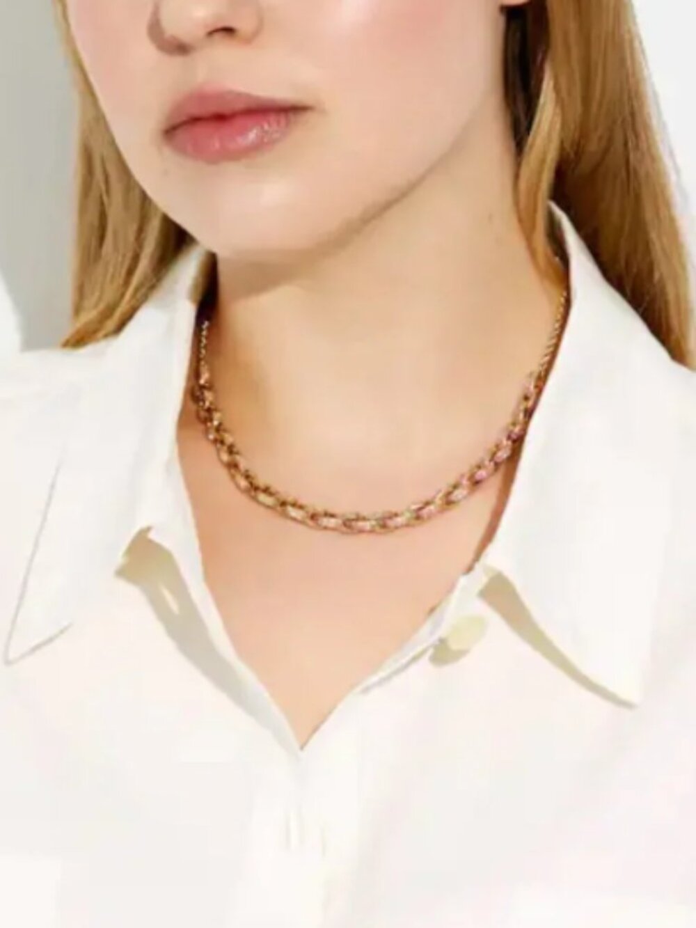 Coach Pave Signature Chain Link Necklace